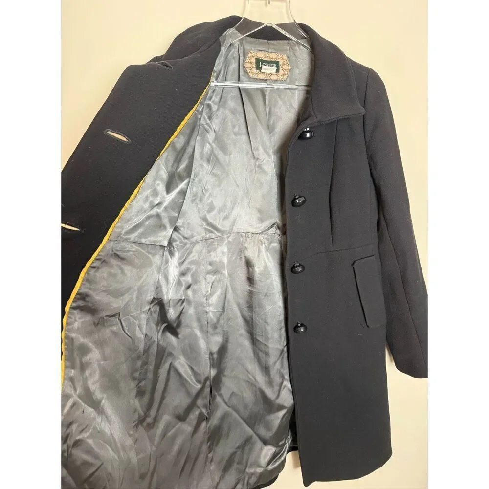 J. Crew Black Overcoat Wool Blend Top Coat Jacket Women’s Size 6 Style 17506 - Picture 5 of 5